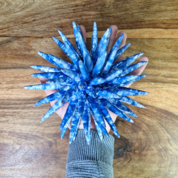 Sea urchin 20 cm Sicilian handmade ceramic multicolor, sea urchin spines, ring holder, table decoration, home design, pencil sea urchin