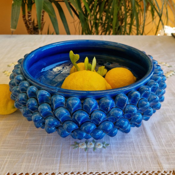 Centerpiece 32 cm bowl Half Pigna Sicilian Ceramic Caltagirone cm Artisan made entirely by hand