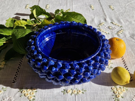 Centerpiece 27 cm bowl Half Pigna Sicilian Ceramic Caltagirone cm Artisan made entirely by hand