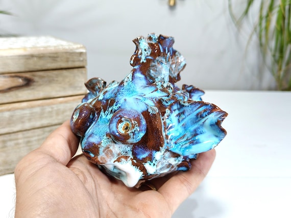 Sicilian ceramic goldfish, handcrafted fish, decorative fish, fish with spines, original fish, unique piece, entirely handmade