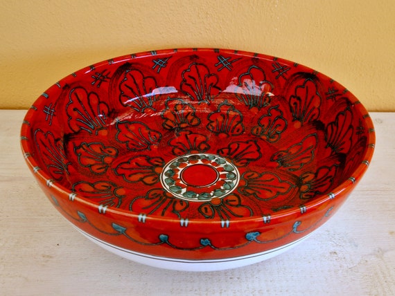 33 cm bowl, centerpiece, bowls, trays, appetizers, salad bowl, tureen, pasta, bowl, handmade Sicilian ceramic