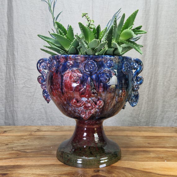Modern Sicilian ceramic Moor's head, handcrafted, vases, Design, Moor's heads, ceramic heads, vases, plant holders, unique heads