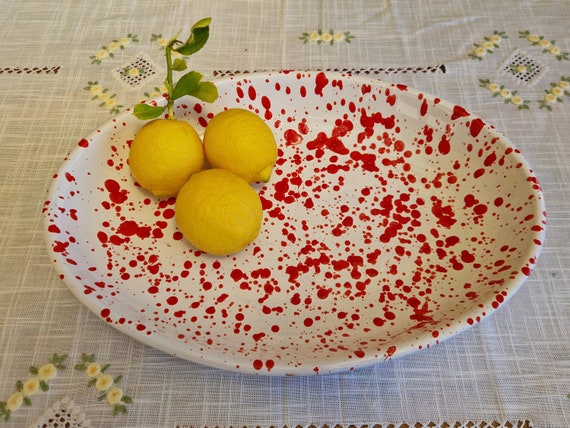 Oval plate 40 cm, centrepiece, bowls, tray, appetizer, salad bowl, tureen, pasta, course, handcrafted Sicilian ceramic