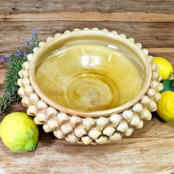 Centerpiece 30 cm bowl Half pine cone Sicilian ceramic Caltagirone cm Artisan made entirely by hand