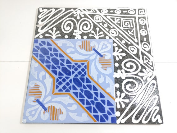 underplate, cutting board, decorated lava stone table base 30 x 30, Sicilian tile, floors, coverings, table decoration