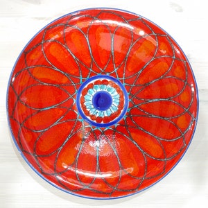 Round plate 31 cm, centrepiece, bowls, tray, appetizer, salad bowl, tureen, pasta, course, handcrafted Sicilian ceramic