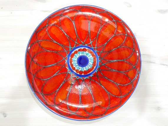 Round plate 31 cm, centrepiece, bowls, tray, appetizer, salad bowl, tureen, pasta, course, handcrafted Sicilian ceramic