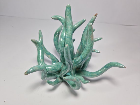 Sea anemone 20 cm handcrafted Sicilian ceramic, anemone, ring holder, table decoration, home design