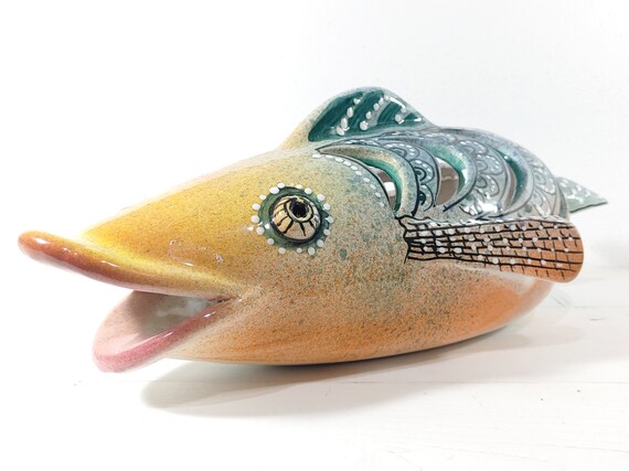 ceramic fish entirely handmade original in Sicilian ceramic Caltagirone, handmade, handicraft Caltagirone