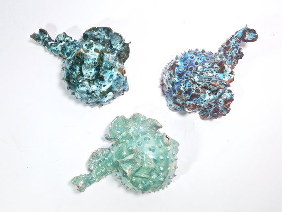 medium Sicilian ceramic wall puffer fish, handcrafted fish, decorative fish, fish bones, original fish, unique piece