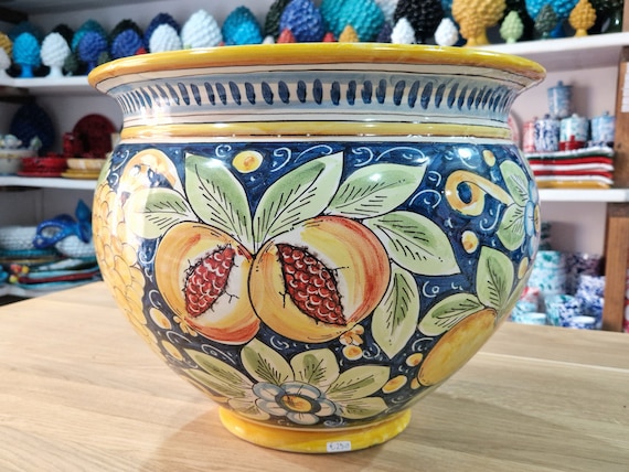 caspò Caltagirone artisan ceramic vase, centrepiece, artisan ceramic, artistic ceramic