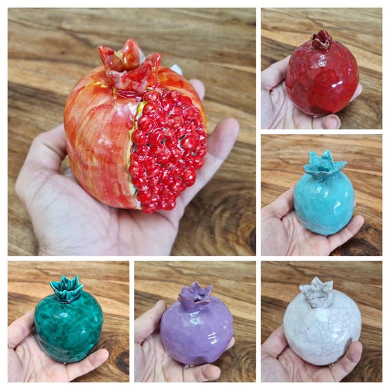 Sicilian Ceramic Pomegranates Caltagirone, decorative, paperweight, incense holder, single flower vase, air freshener, brush holder