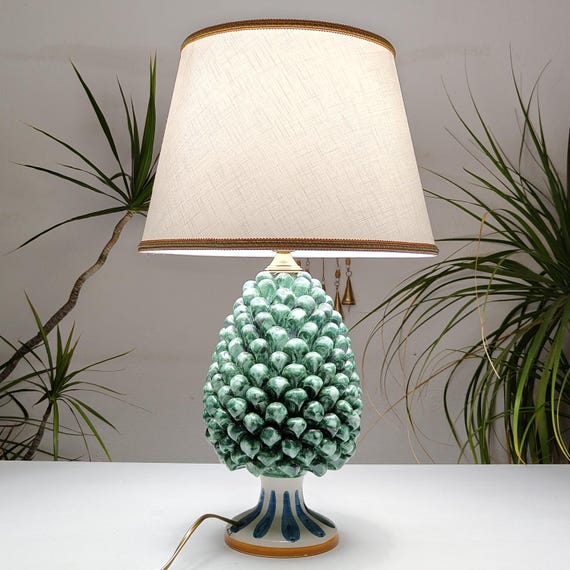 Medium pine cone lamps, living room lights, home decor, handmade, one-of-a-kind, Caltagirone ceramics, Sicilian artisan ceramics