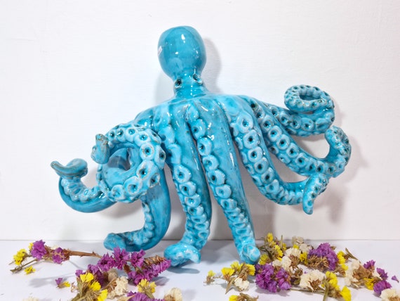 Sicilian handmade ceramic wall lamp octopus, Sicilian ceramic, ceramic octopus, Caltagirone ceramic, design, handmade