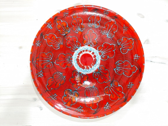 Round plate 37 cm, centerpiece, bowls, tray, appetizer, salad bowl, soup bowl, pasta, serving, Sicilian ceramics