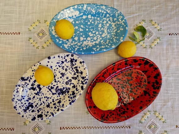 Oval plates 30 cm, centerpieces, bowls, tray, appetizer, salad bowl, tureen, pasta, course, handcrafted Sicilian ceramic