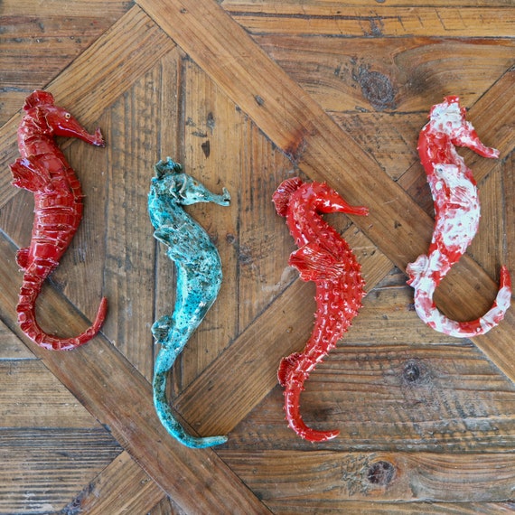 seahorses 25 cm in Sicilian artisanal ceramic, Caltagirone ceramic, original fish, unique piece, artisanal fish