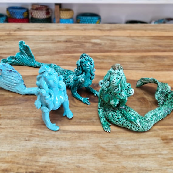 Mermaid sculpted in Sicilian artisan ceramic Caltagirone, sculpture, sea, mermaid.