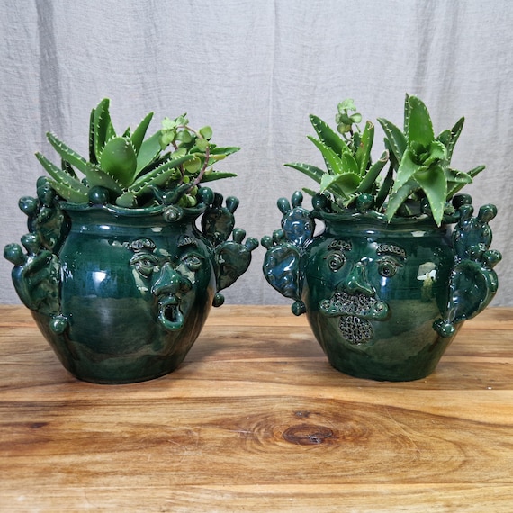 25 cm modern Sicilian ceramic Moor's heads, handcrafted, modern heads, Moor's heads, ceramic heads, vases, plant holders, caspò