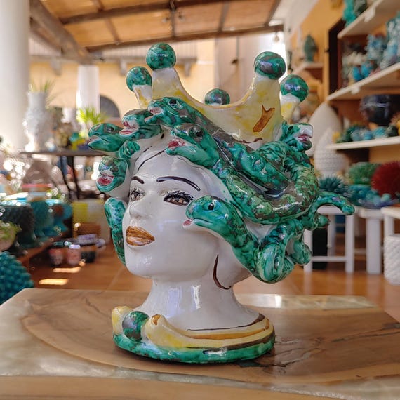 Head of Medusa The Gorgona, vases, Sicilian ceramics, Medusa head, original Sicilian heads