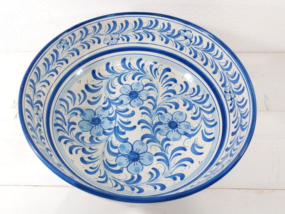 Large 31 cm bowl, centerpiece, bowls, trays, appetizer dishes, salad bowl, tureen, handmade Sicilian Caltagirone ceramics