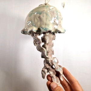Sicilian handmade ceramic jellyfish, unique pieces, Sicilian ceramics, ceramic jellyfish, Caltagirone ceramics, design, handmade