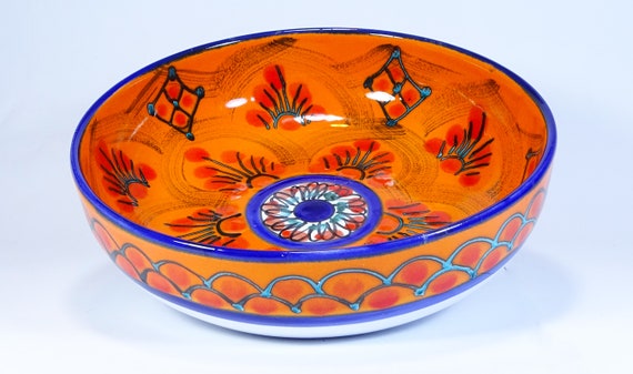 Bowl 26 cm, centerpiece, bowls, trays, appetizers, salad bowl, soup bowl, pasta, bowl, handmade Sicilian ceramics