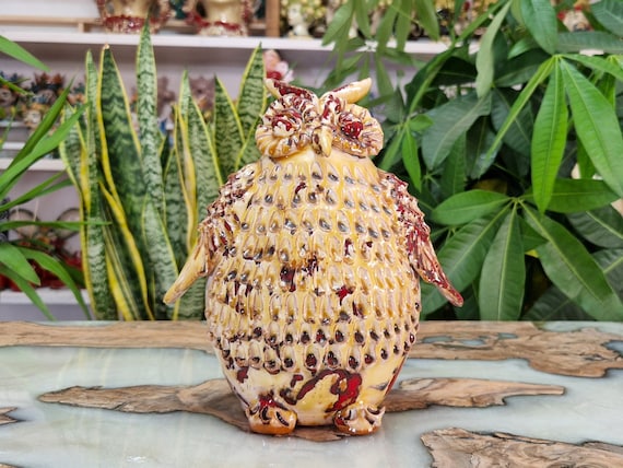 Owl - owl in Sicilian artisan ceramic, handmade Caltagirone ceramic, unique piece, design, artisanal, Sicilian ceramic
