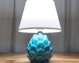 Artichoke lamp, living room light, home decor, handmade, one-of-a-kind, Caltagirone ceramic, Sicilian artisan ceramics