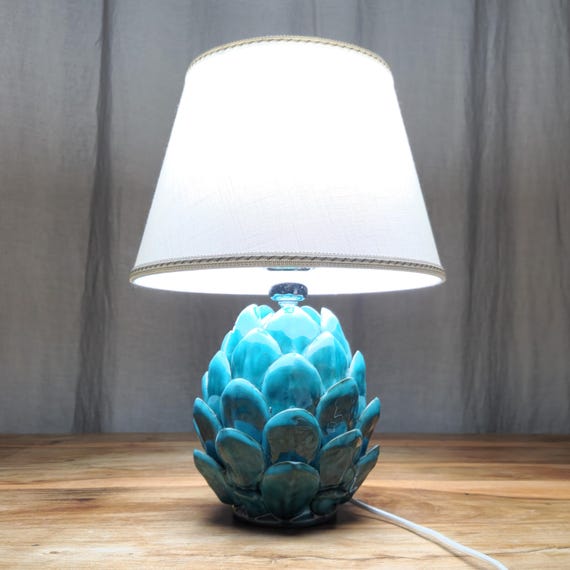 Artichoke lamp, living room light, home decor, handmade, unique piece, Caltagirone ceramic, Sicilian artisan ceramic