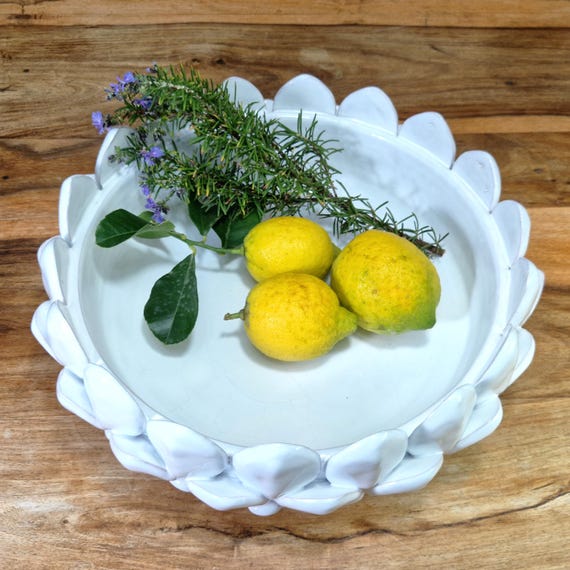 Centerpiece 37 cm artichoke leaves bowl Sicilian Ceramic Caltagirone Artisan made entirely by hand