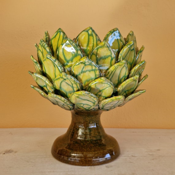 lotus flower vase cm Artisan Sicilian Ceramics made entirely by hand, vase holder, caspò, vase, centrepiece, lotus flower