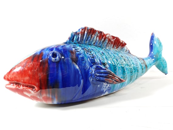 ceramic fish entirely handmade original Sicilian ceramic Caltagirone, handmade, Caltagirone craftsmanship