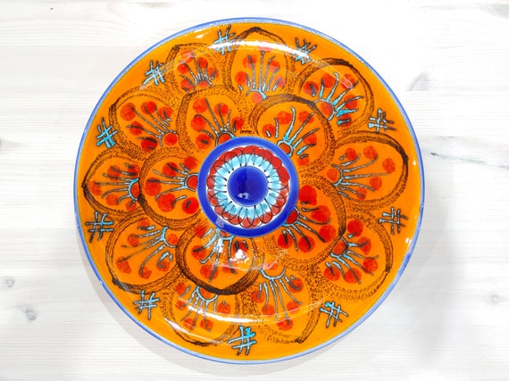 Round plate 31 cm, centerpiece, bowls, tray, appetizer, salad bowl, soup bowl, pasta, serving, Sicilian ceramics