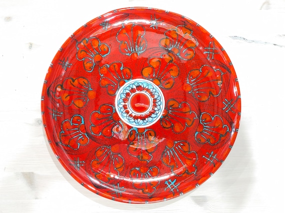 Round plate 31 cm, centrepiece, bowls, tray, appetizer, salad bowl, tureen, pasta, course, handcrafted Sicilian ceramic