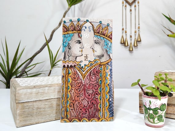 Ancient Sicilian tile depicting the traditional Moorish heads of Caltagirone