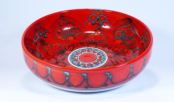 Bowl 26 cm, centerpiece, bowls, trays, appetizers, salad bowl, soup bowl, pasta, bowl, handmade Sicilian ceramics
