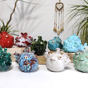 Sizilianischer Kugelfisch aus Keramik, handgefertigter Fisch, Dekofisch, Fisch mit Stacheln, origineller Fisch, Unikat, komplett handgefertigt