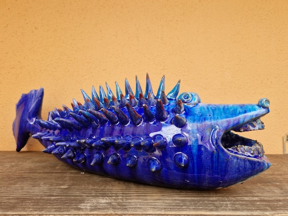 ceramic fish entirely handmade original in Sicilian ceramic Caltagirone, handmade, handicraft Caltagirone
