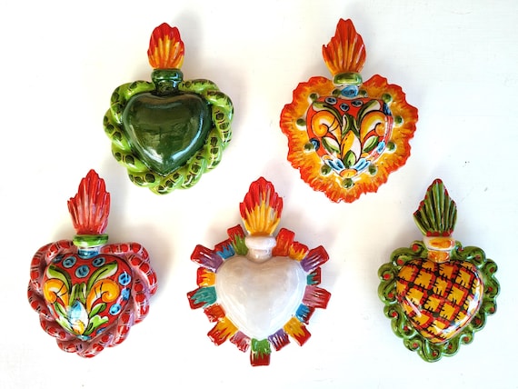 ceramic heart, sacred heart, heart of God, ancient heart, Sicilian ceramic heart, handcrafted heart, wall heart
