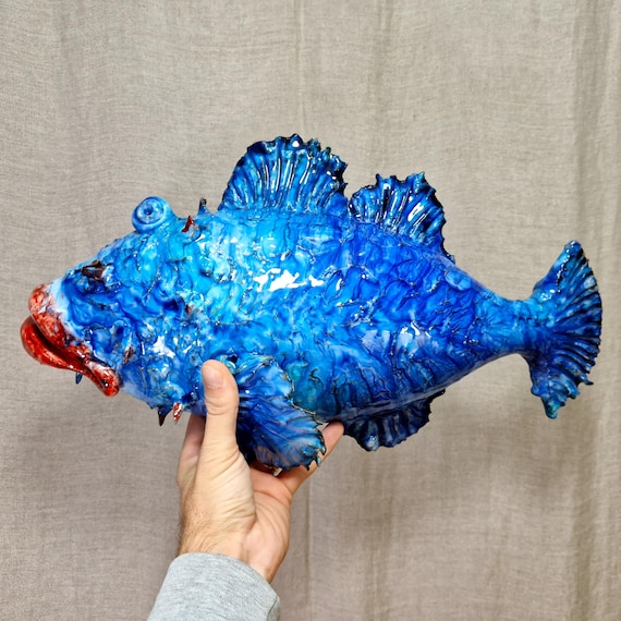 entirely handmade ceramic scorpion fish, original Sicilian ceramic, handmade, craftsmanship