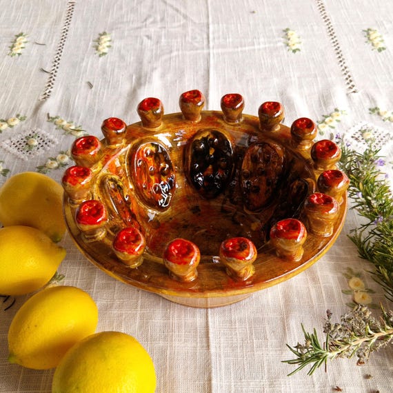 Centerpiece 22 cm prickly pear bowl Sicilian Ceramic Caltagirone cm Artisan made entirely by hand