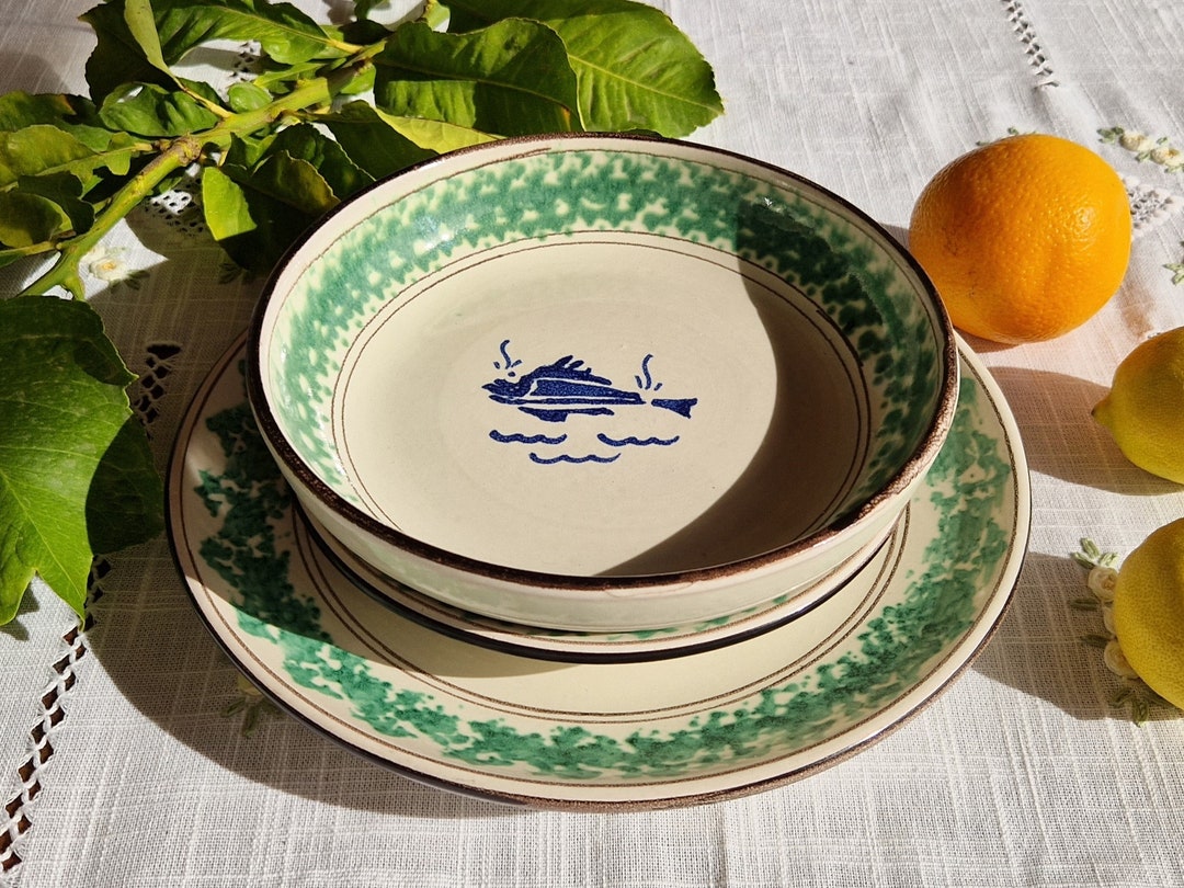 レア】イタリア食器シチリア陶器スープ皿カップ＆ソーサービンテージ