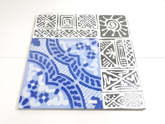 underplate, cutting board, decorated lava stone table base 30 x 30, Sicilian tile, floors, coverings, table decoration