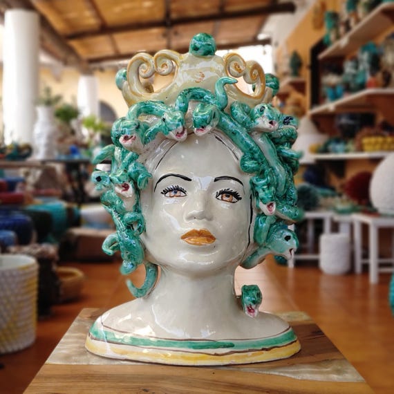 Medusa Head The large Gorgon, vases, Sicilian ceramics, Medusa head, original Sicilian heads