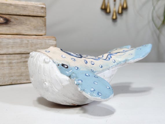 Small Sicilian ceramic whales, handcrafted fish, decorative fish, fish pottery, original fish, one-of-a-kind piece