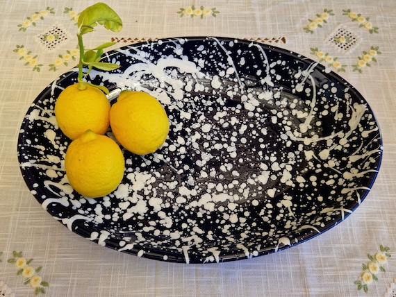 Oval plate 40 cm, centrepiece, bowls, tray, appetizer, salad bowl, tureen, pasta, course, handcrafted Sicilian ceramic