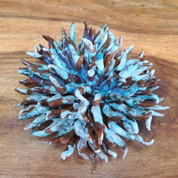 Sea anemone 18 cm of Sicilian handmade ceramic, anemone, ring holder, table decoration, home design