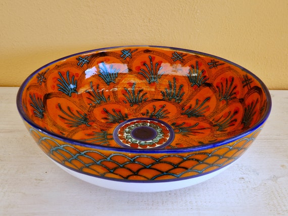 33 cm bowl, centerpiece, bowls, trays, appetizers, salad bowl, tureen, pasta, bowl, handmade Sicilian ceramic