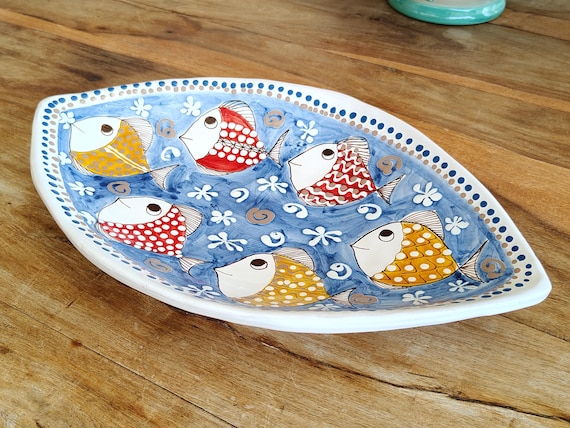 handcrafted ceramic centerpiece plate, Caltagirone ceramic, unique piece, table decoration, home decor, plate, tray, bowl.